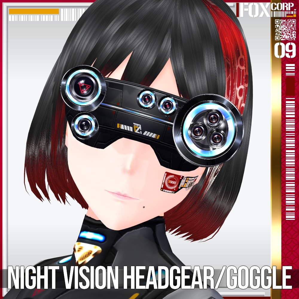 【光る!】VRoid用 8*6色展開 サイバー暗視ヘッドギア/ゴーグル - Cyber Night Vision Headgear/Goggle 8*6Colors