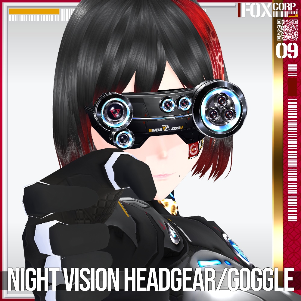 【光る!】VRoid用 8*6色展開 サイバー暗視ヘッドギア/ゴーグル - Cyber Night Vision Headgear/Goggle 8*6Colors