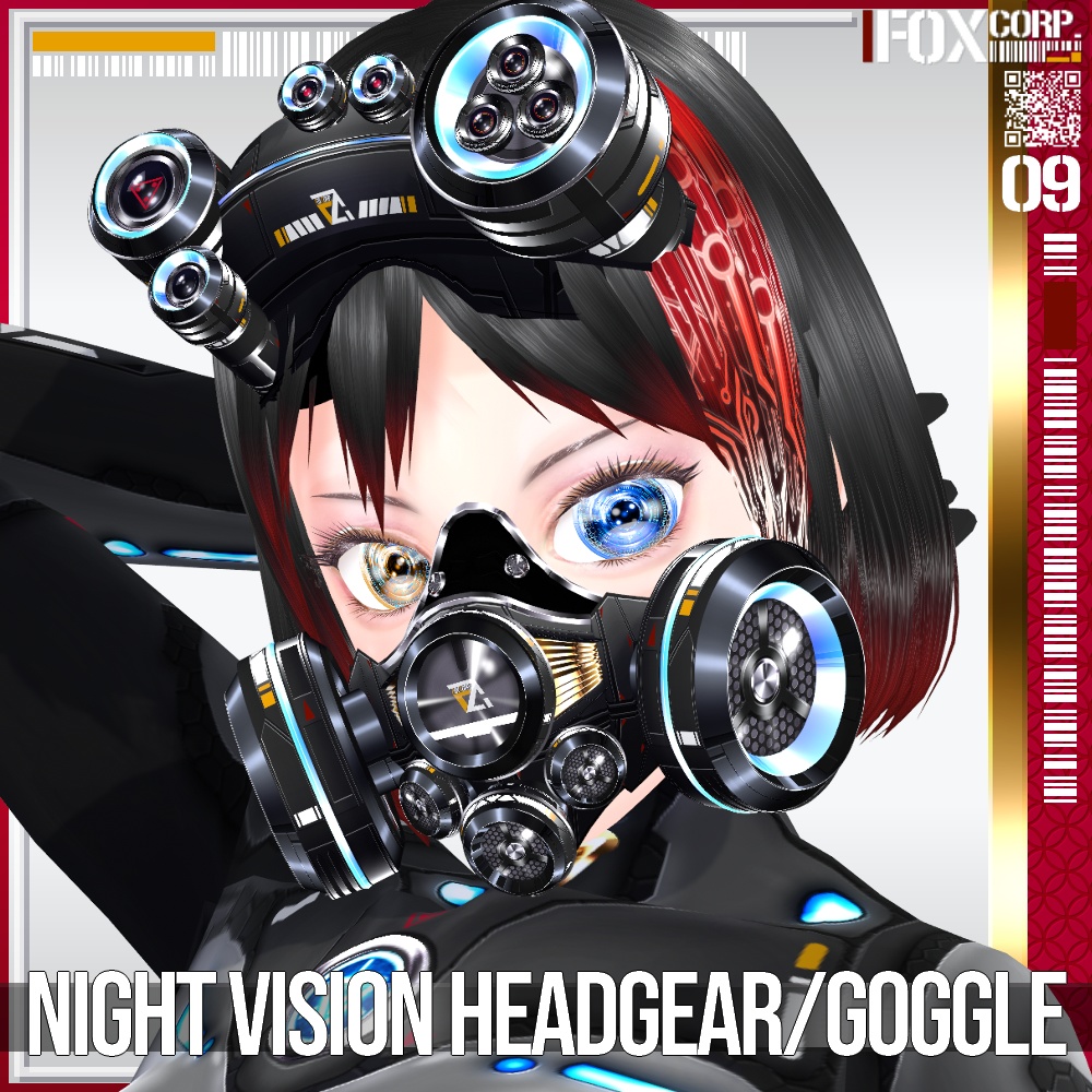 【光る!】VRoid用 8*6色展開 サイバー暗視ヘッドギア/ゴーグル - Cyber Night Vision Headgear/Goggle 8*6Colors