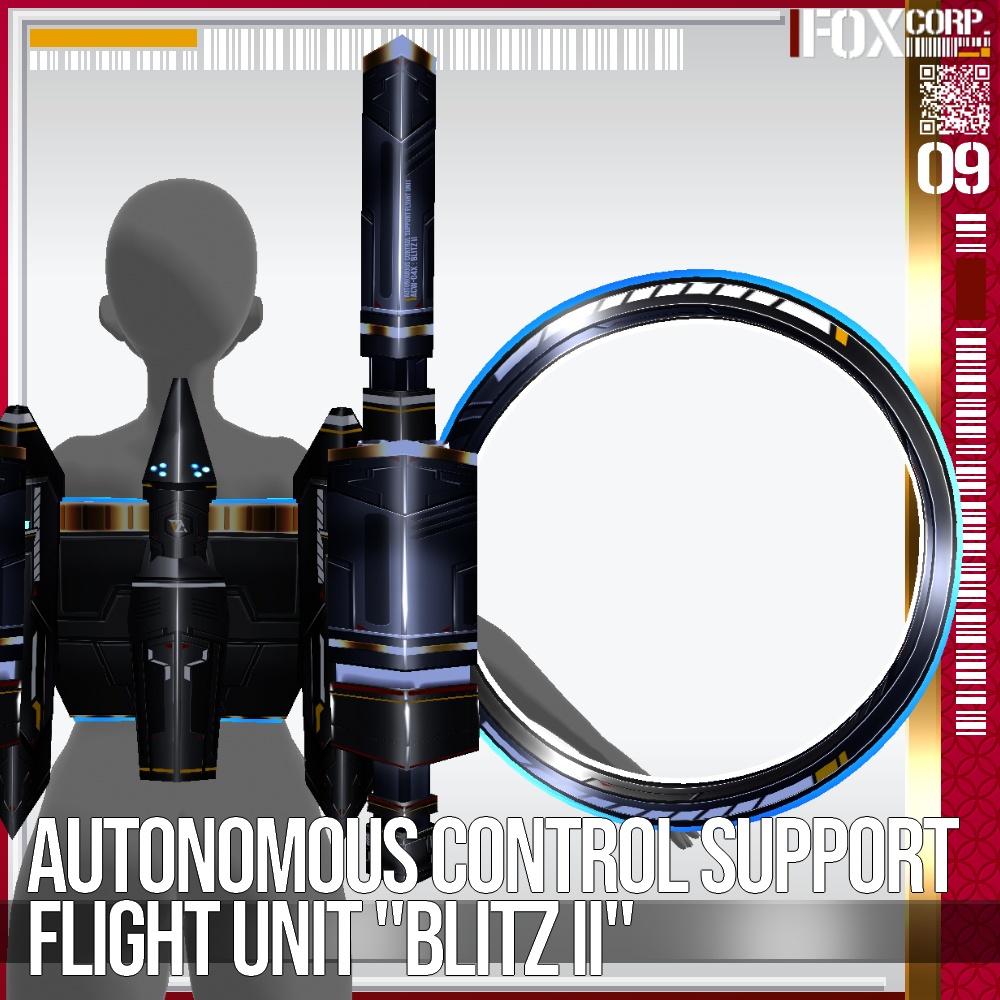 【光る!】Vroid用 5*6Colors 自立制御支援飛行ユニット "ブリッツ弐式" - Autonomous Control Support Flight Unit "Blitz II"