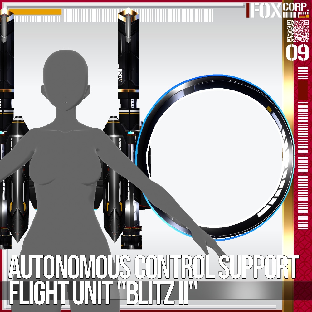 【光る!】Vroid用 5*6Colors 自立制御支援飛行ユニット "ブリッツ弐式" - Autonomous Control Support Flight Unit "Blitz II"