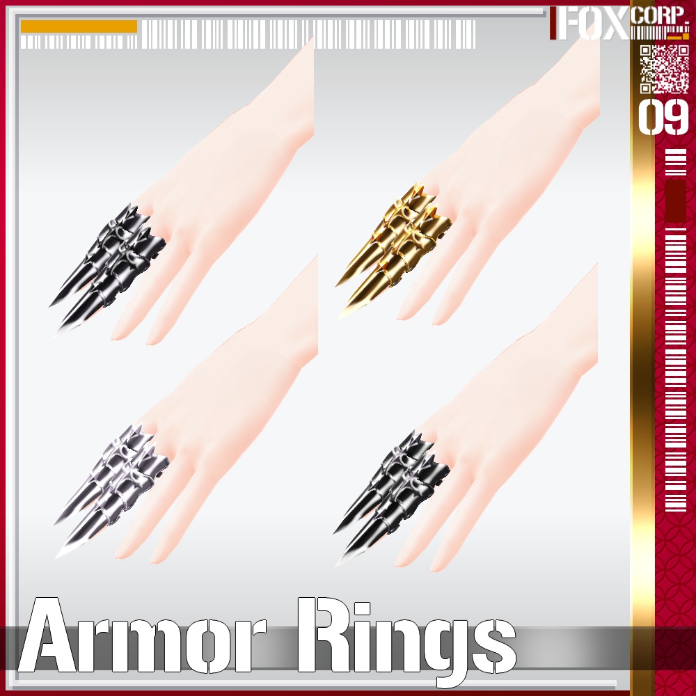 VRoid用 4色展開 アーマーリング - Armor Rings 4Colors