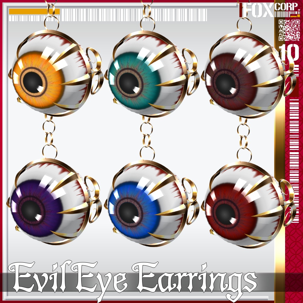 【光る!】VRoid用 6色展開 イービルアイ イヤリング - Evil Eye Earrings 6Colors
