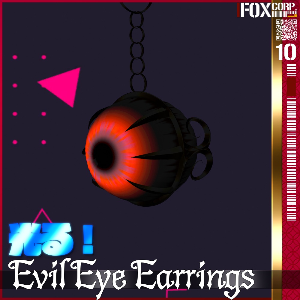 【光る!】VRoid用 6色展開 イービルアイ イヤリング - Evil Eye Earrings 6Colors