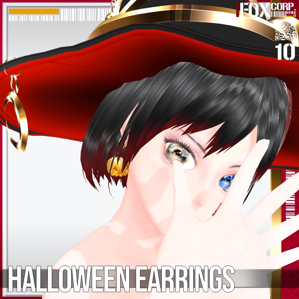 【光る!】VRoid用 発光5色 ハロウィンイヤリング - Halloween Earrings 5Colors