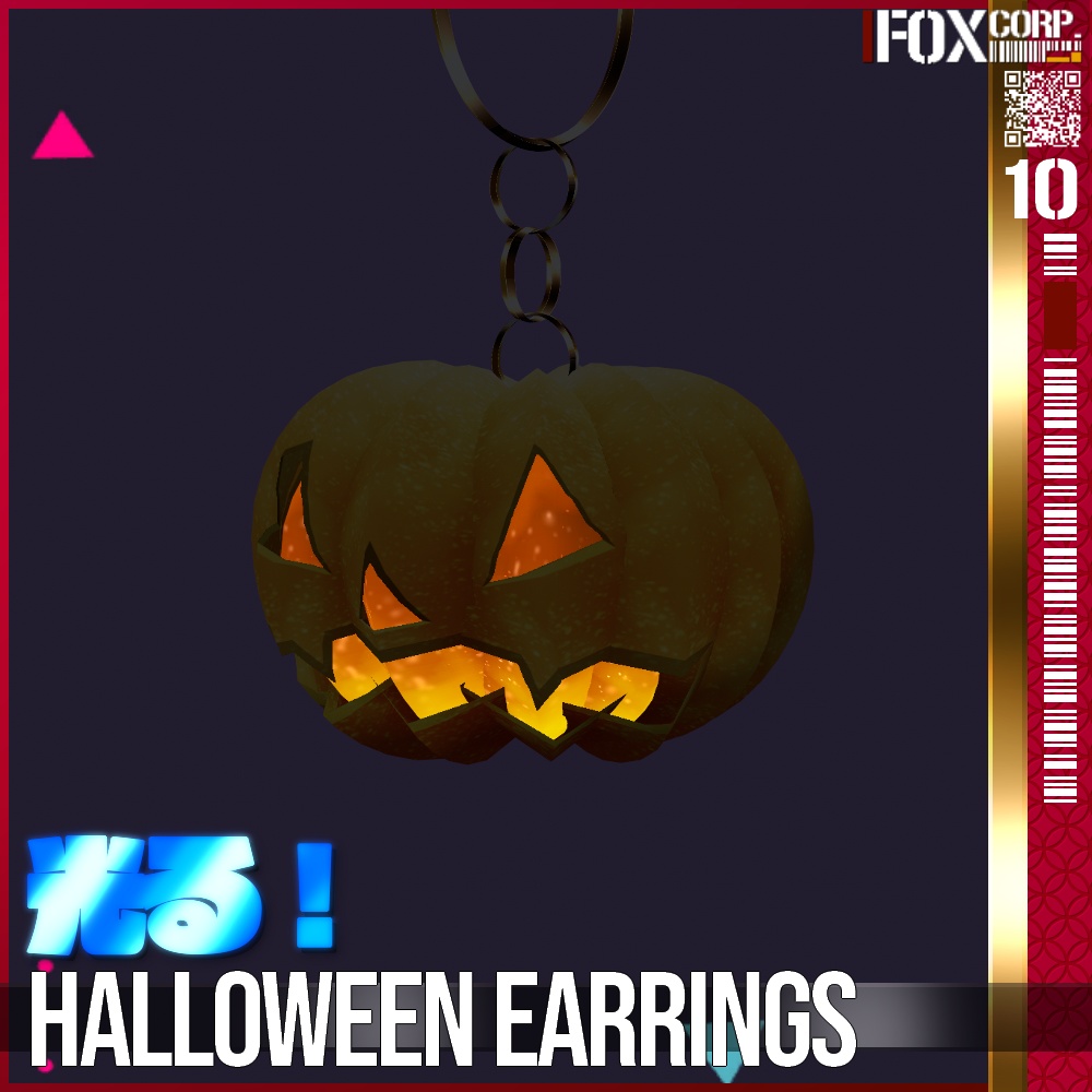 【光る!】VRoid用 発光5色 ハロウィンイヤリング - Halloween Earrings 5Colors