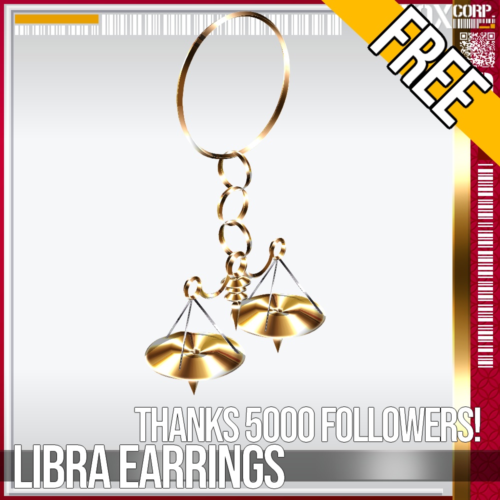【FREE! 】Thanks 5000+ Followers! VRoid用 天秤座イヤリング - Libra Earrings