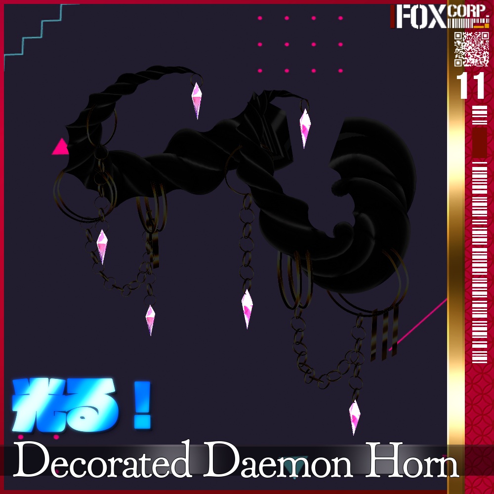 【光る!】VRoid用 多色展開 装飾付き悪魔/龍族の角 - Decorated Daemon/Dragon Horn