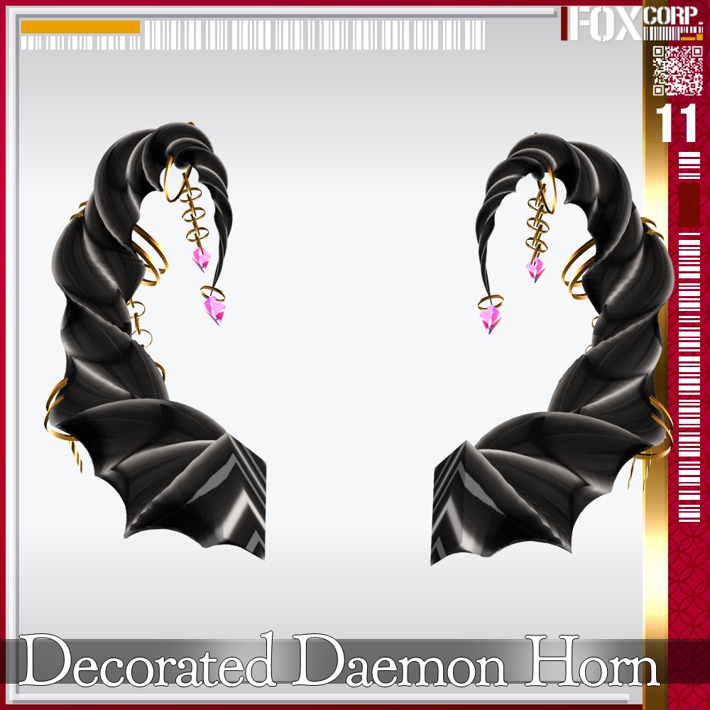 【光る!】VRoid用 多色展開 装飾付き悪魔/龍族の角 - Decorated Daemon/Dragon Horn