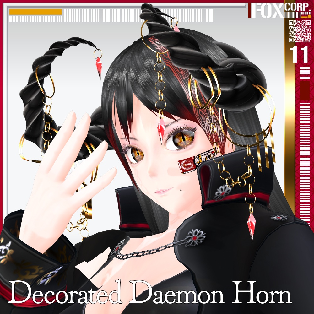 【光る!】VRoid用 多色展開 装飾付き悪魔/龍族の角 - Decorated Daemon/Dragon Horn