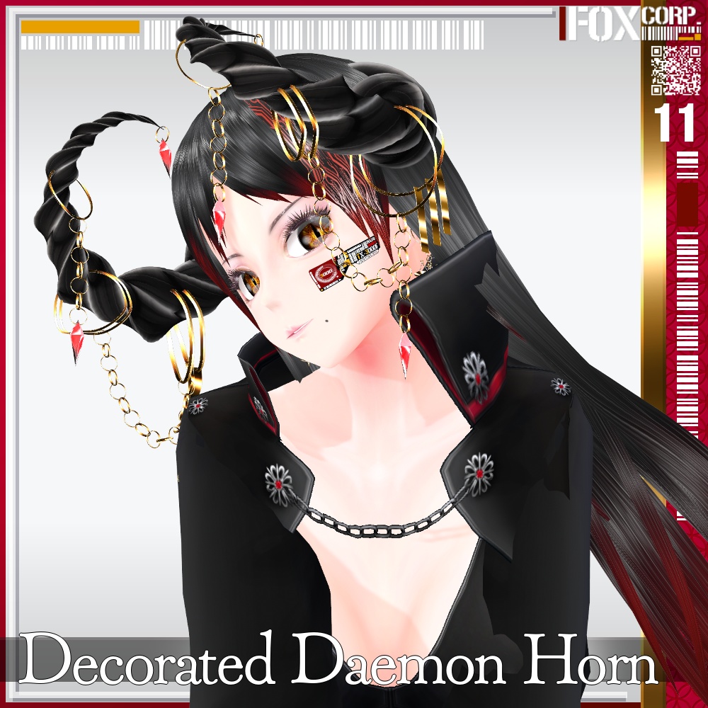 【光る!】VRoid用 多色展開 装飾付き悪魔/龍族の角 - Decorated Daemon/Dragon Horn