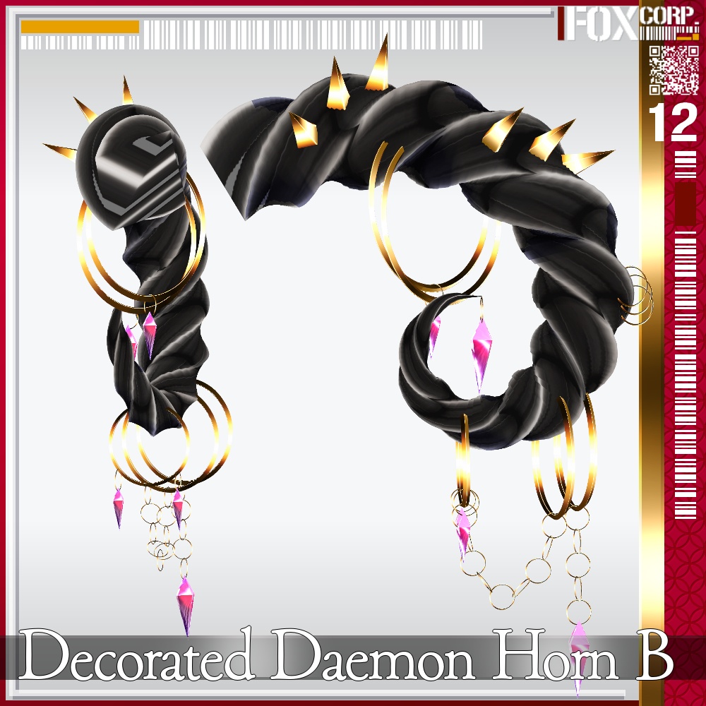 【光る!】VRoid用 多色展開 装飾付き悪魔/龍族の角 Type B - Decorated Daemon/Dragon Horn Type B