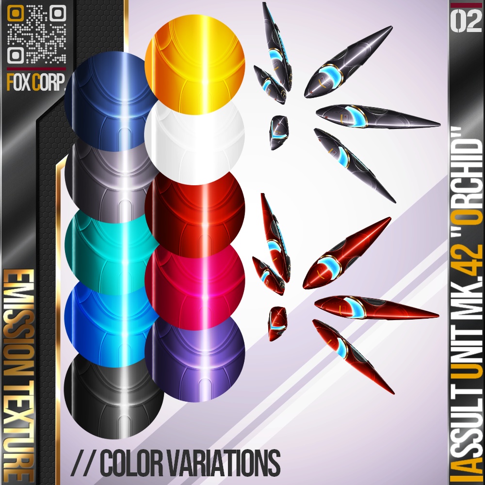 【光る!】VRoid用 10*6色展開 アサルトユニット MK.42 オーキッド - Assault Unit MK.42 "Orchid" 10*6Colors
