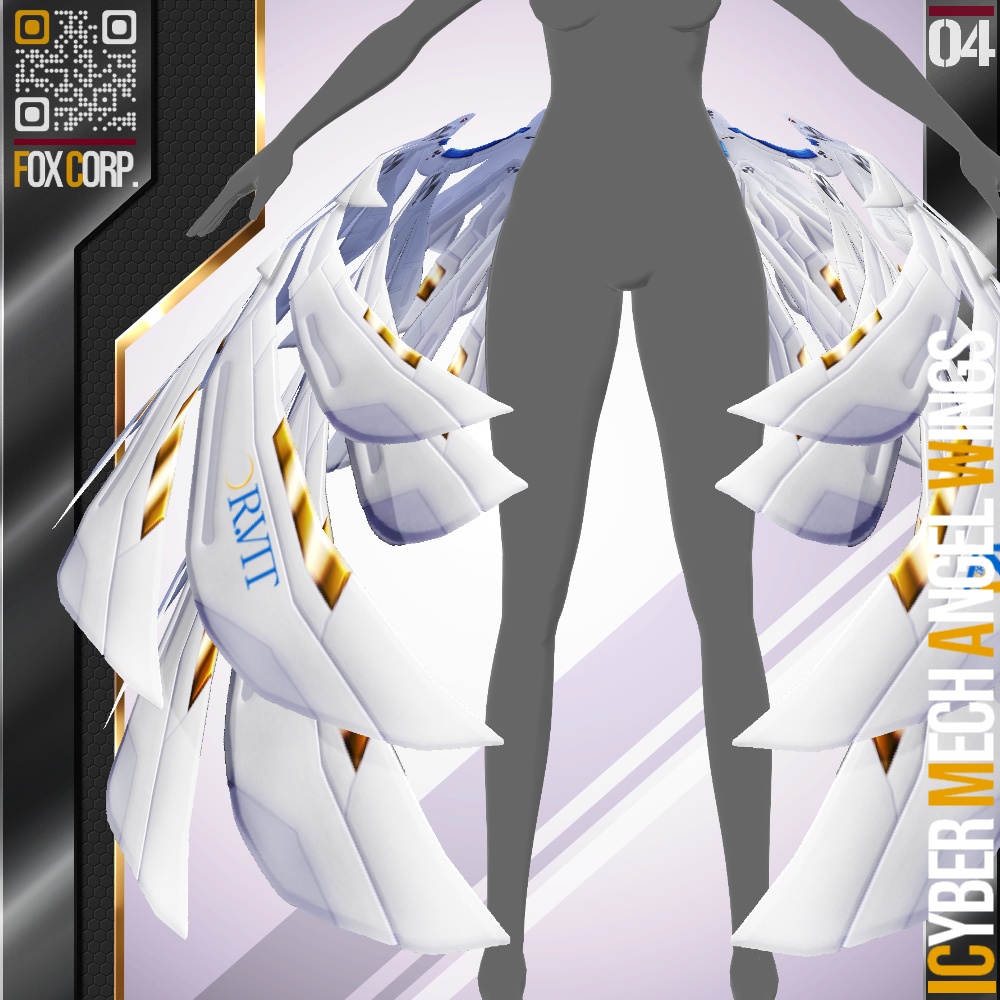 [XWear対応] VRoid用 8色展開 機械式天使・悪魔の羽根 - Cyber Mech Angel/Daemon Wings ...