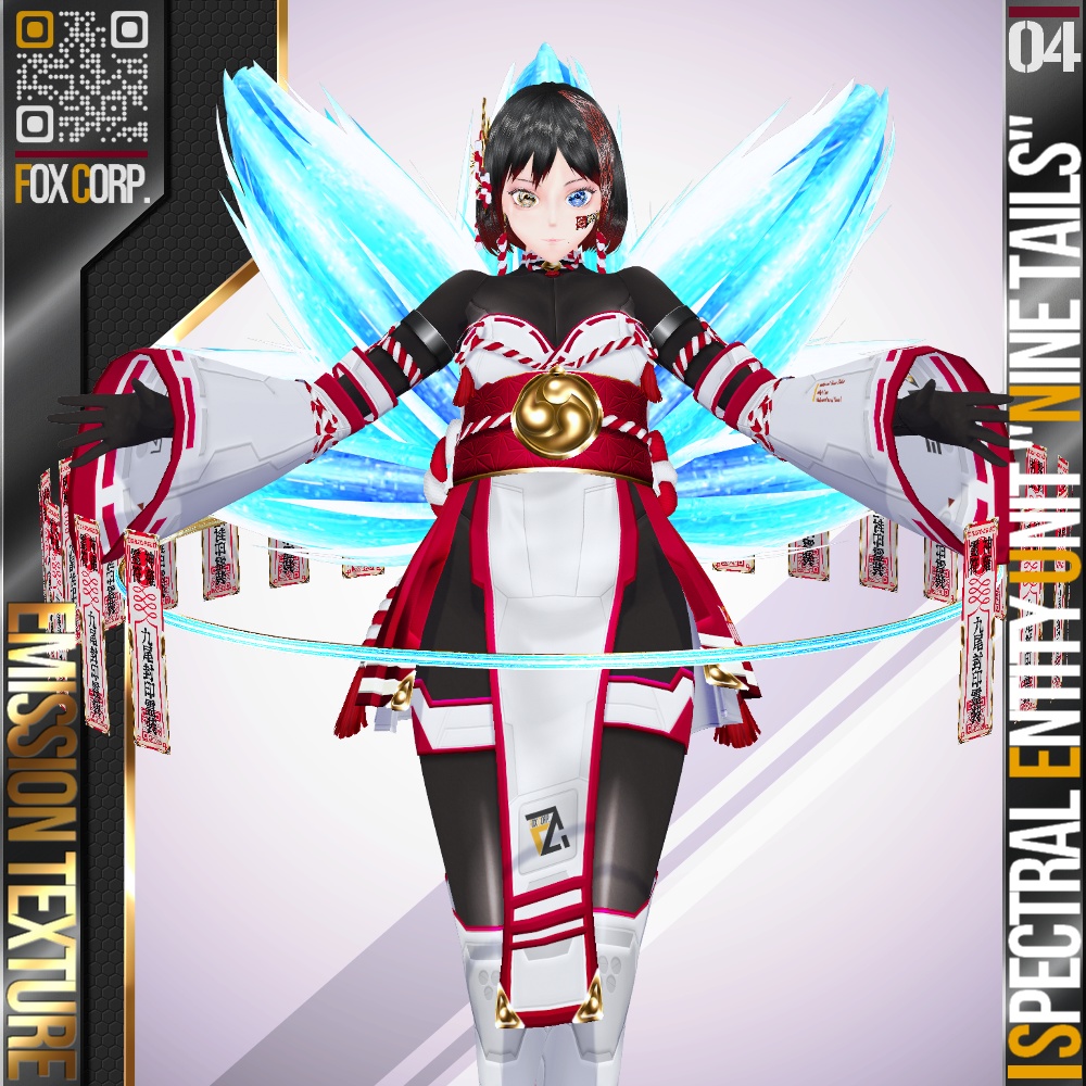 【光る!】VRoid用 6色展開 霊的実体礼装 "九尾封印霊装" - Spectral Entity Unit "Nine Tails"
