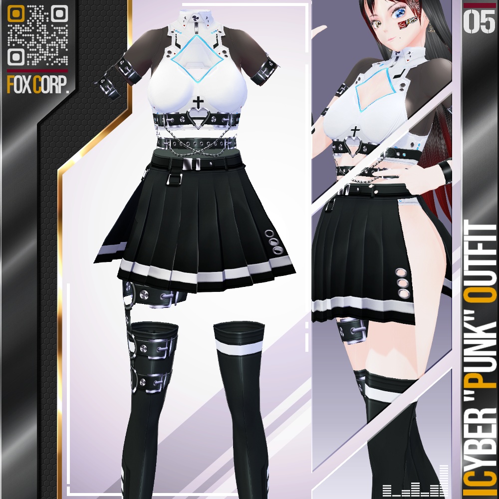 【発光可能】[XWear対応] VRoid用 8色展開 サイバー”パンク”アウトフィット - Cyber "PUNK" Outfit 8Colors