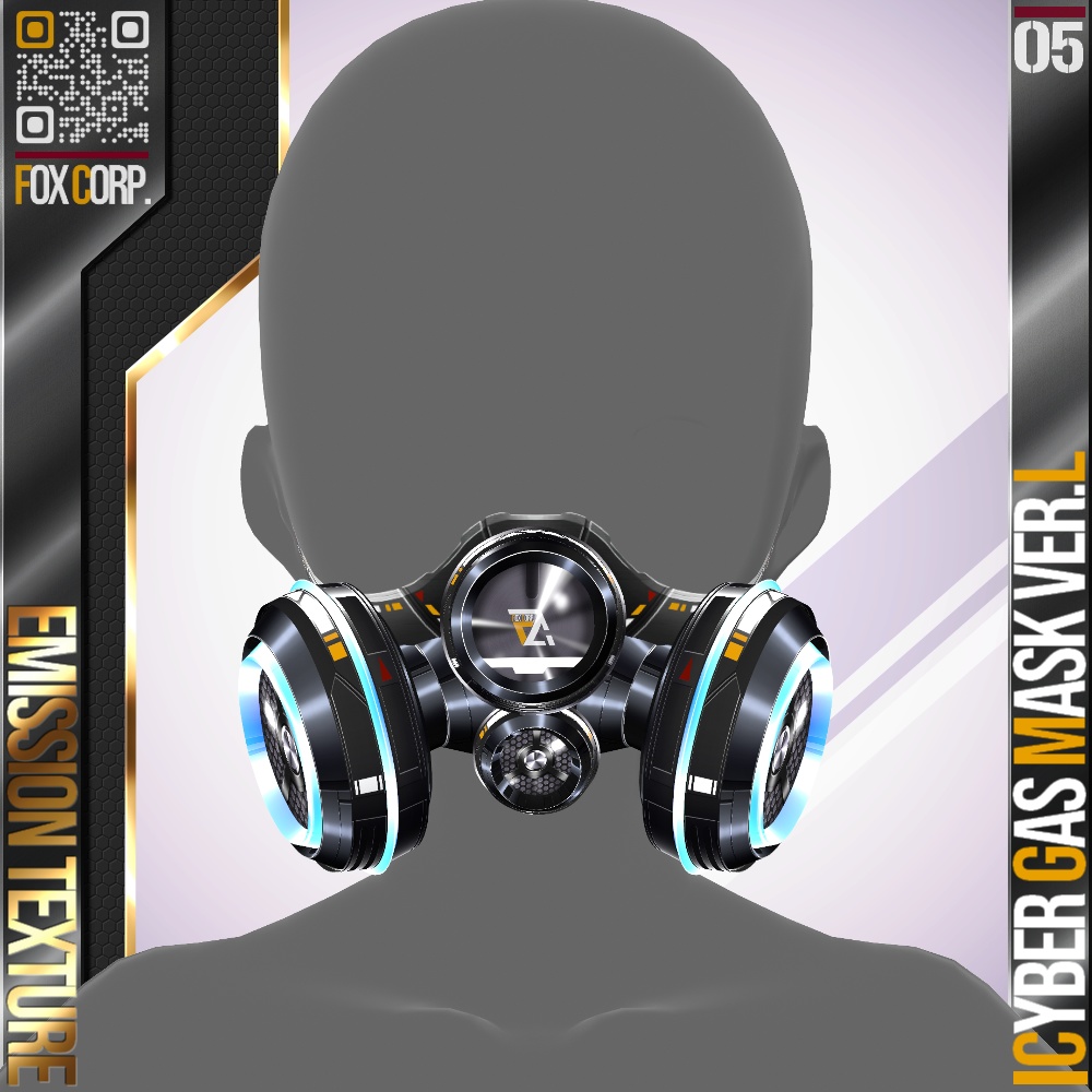 【光る!】 VRoid用 8色展開 サイバーガスマスク Ver.L - Cyber Gas Mask Ver.L 8Colors