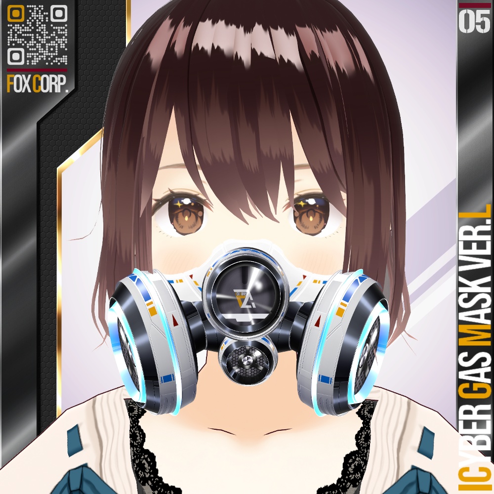 【光る!】 VRoid用 8色展開 サイバーガスマスク Ver.L - Cyber Gas Mask Ver.L 8Colors