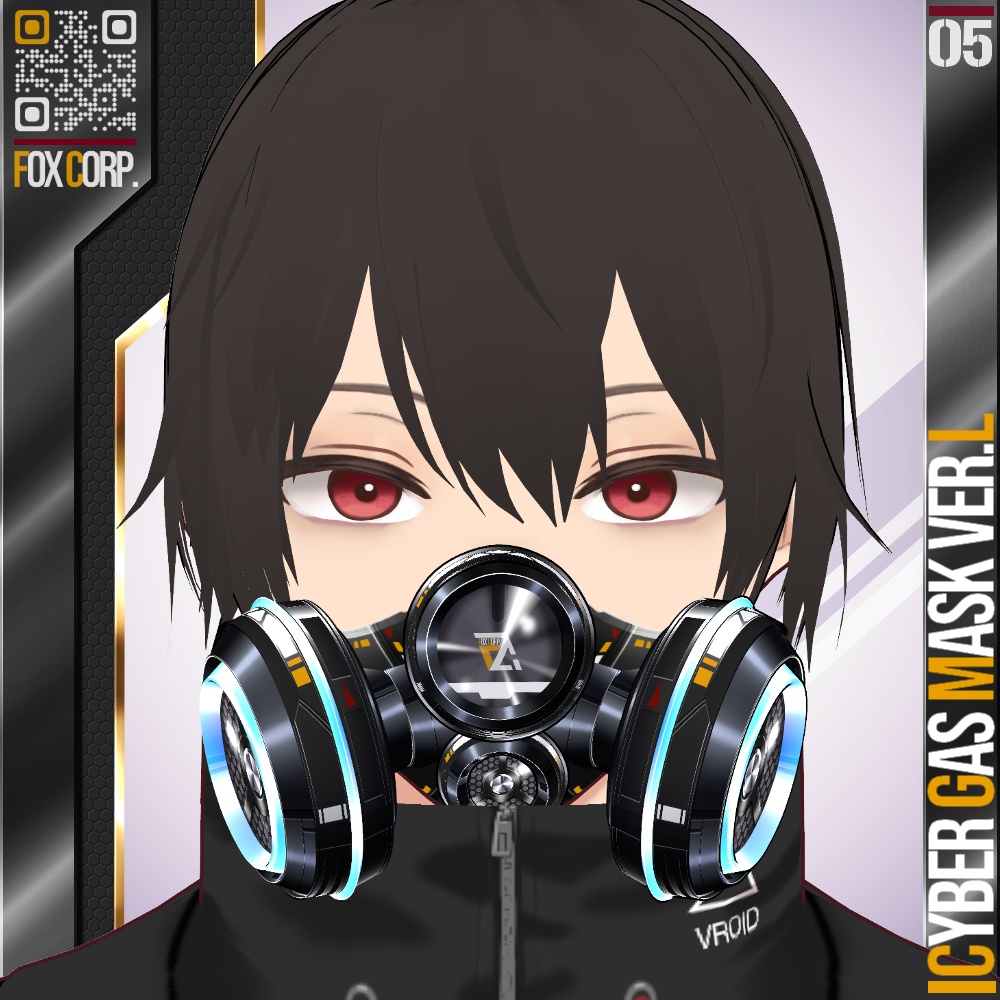 【光る!】 VRoid用 8色展開 サイバーガスマスク Ver.L - Cyber Gas Mask Ver.L 8Colors