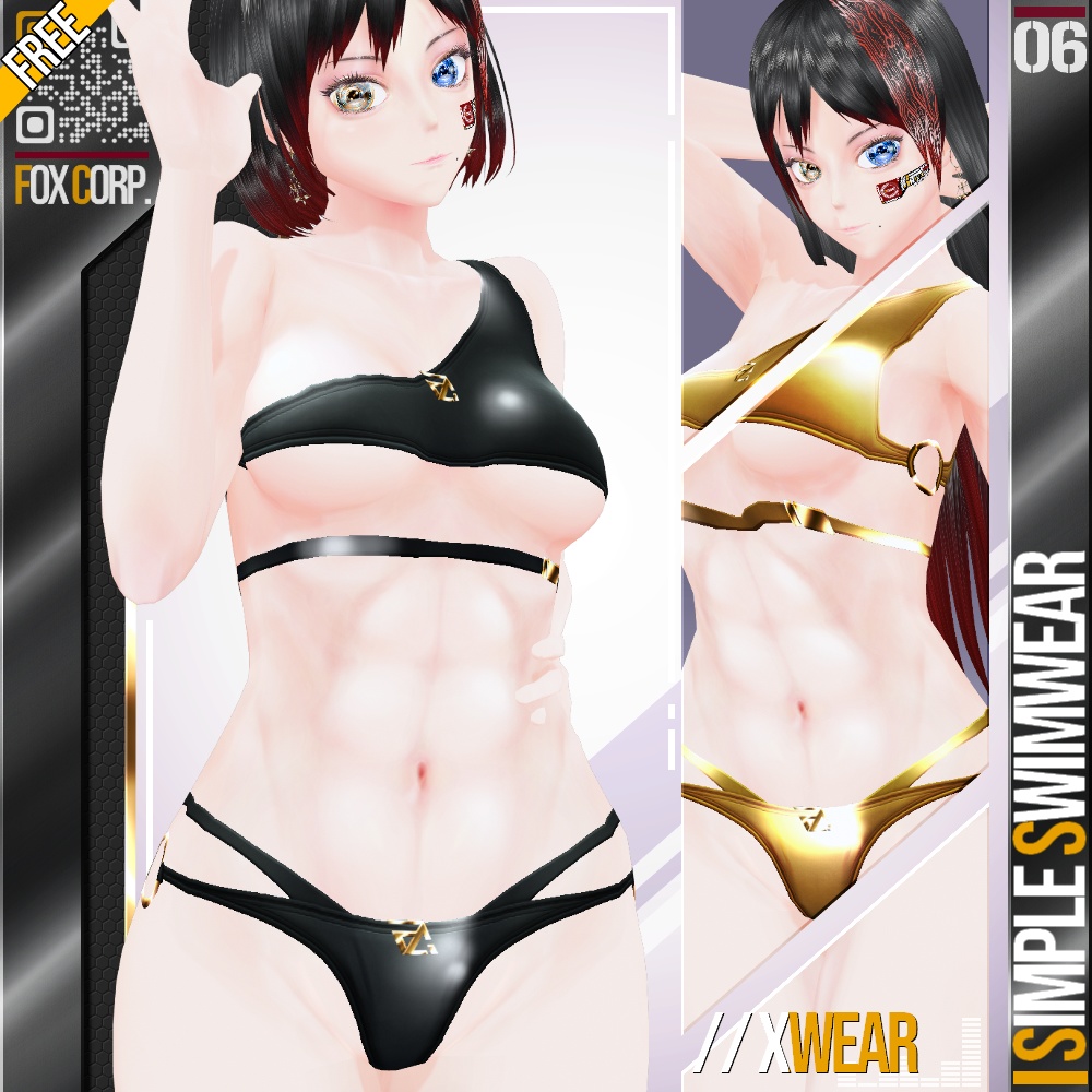 【FREE!】[XWear対応] VRoid用 12色展開 シンプルスイムウェア - Simple Swimwear 12Colors