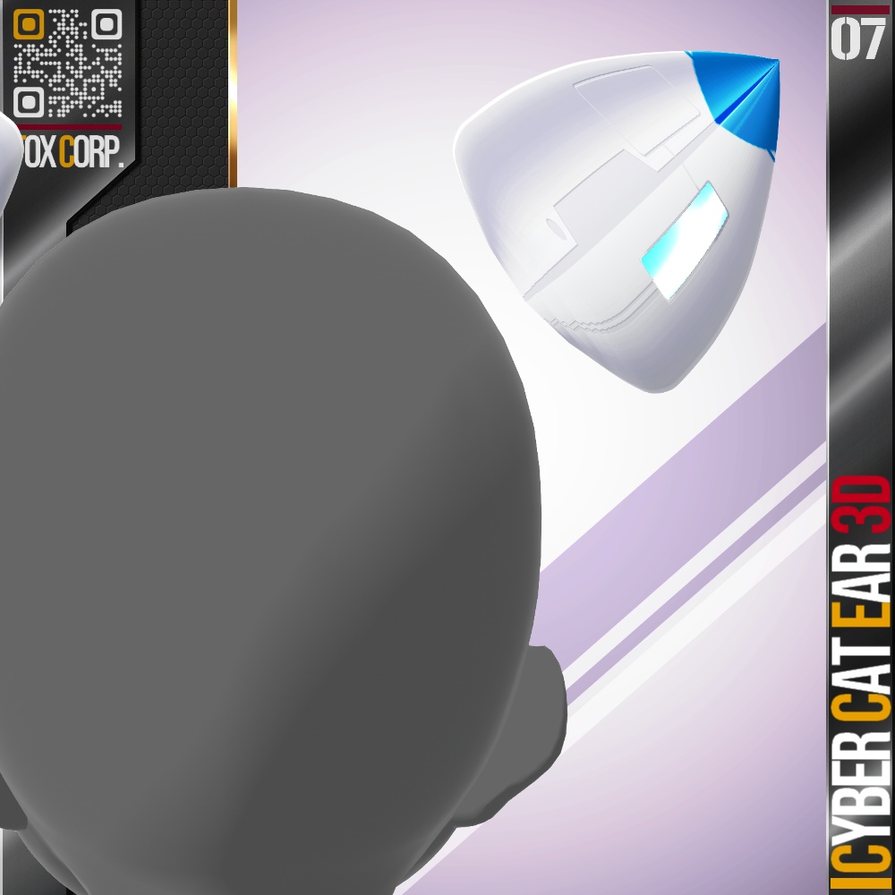 【光る!】 VRoid用 多色展開 サイバー猫耳 3D / Cyber Cat Ear 3D