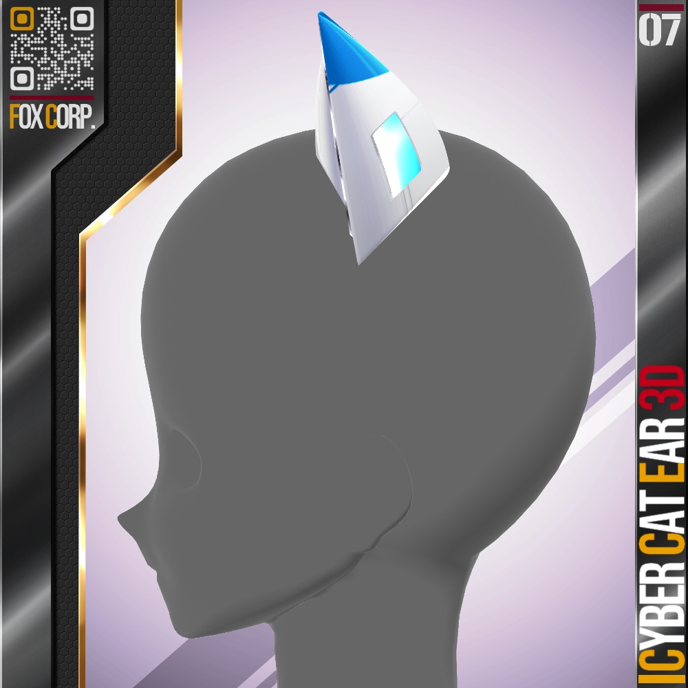 【光る!】 VRoid用 多色展開 サイバー猫耳 3D / Cyber Cat Ear 3D