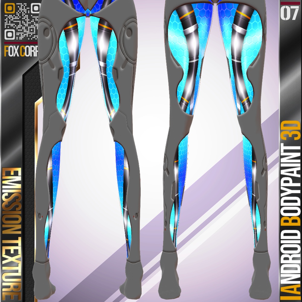 【発光可能】VRoid用 発光6色 アンドロイドボディペイント 3D - Android Bodypaint 3D 6Colors