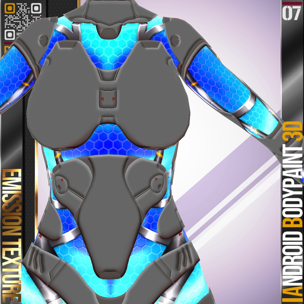 【発光可能】VRoid用 発光6色 アンドロイドボディペイント 3D - Android Bodypaint 3D 6Colors