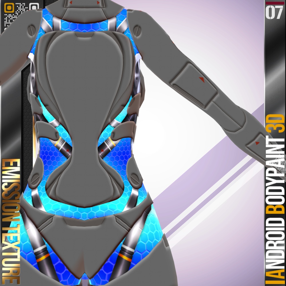 【発光可能】VRoid用 発光6色 アンドロイドボディペイント 3D - Android Bodypaint 3D 6Colors