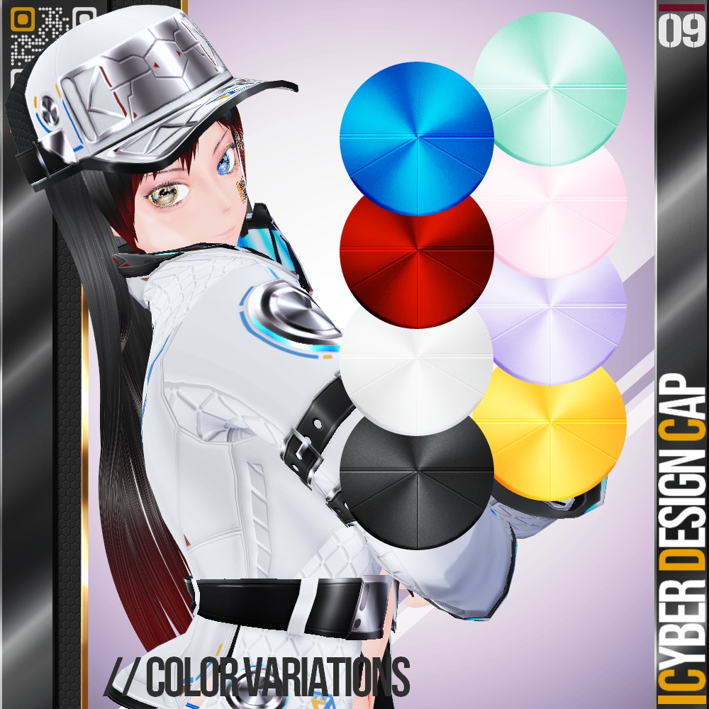 VRoid用 8色展開 サイバーデザインキャップ - Cyber Design Cap 8Colors