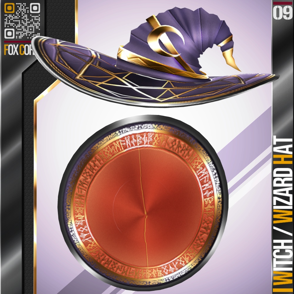 VRoid用 9色展開 ウィッチ/ウィザードハット (魔女の帽子) - Witch / Wizard Hat 9 Colors