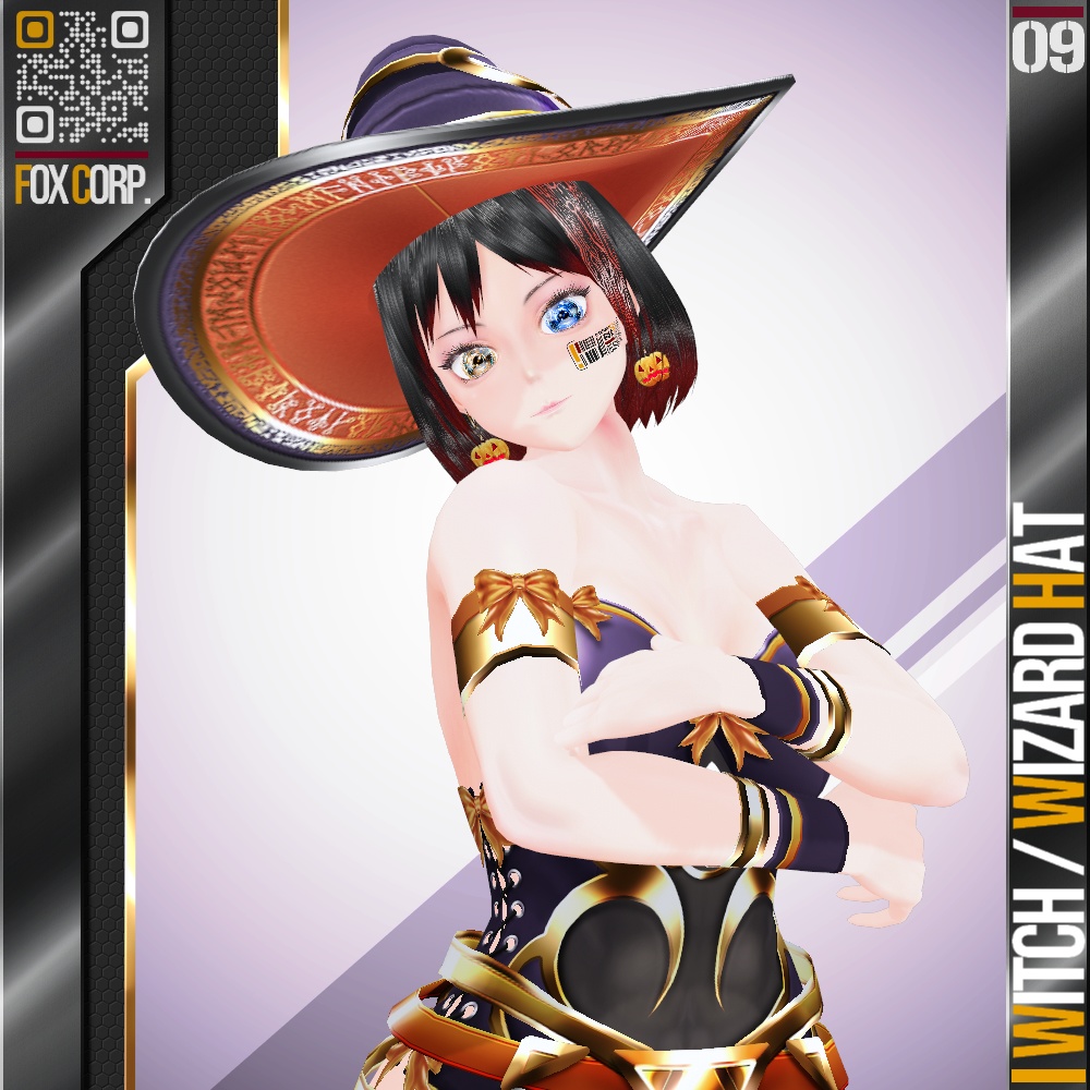 VRoid用 9色展開 ウィッチ/ウィザードハット (魔女の帽子) - Witch / Wizard Hat 9 Colors