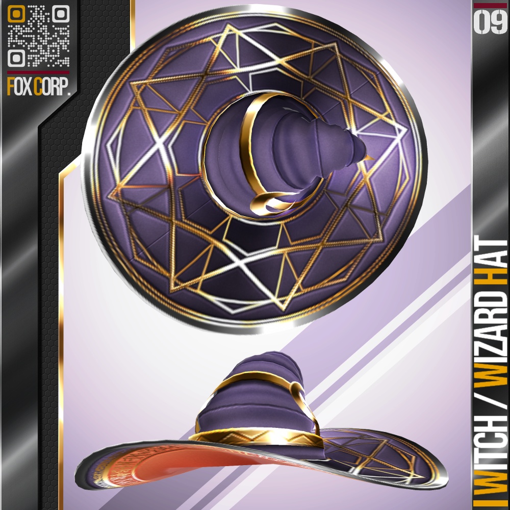 VRoid用 9色展開 ウィッチ/ウィザードハット (魔女の帽子) - Witch / Wizard Hat 9 Colors