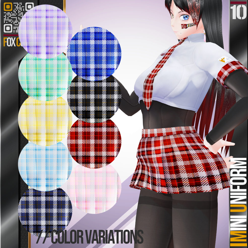 [XWear対応] VRoid用 9色展開 ミニユニフォーム - Mini Uniform 9Colors - Fox Corp. - BOOTH