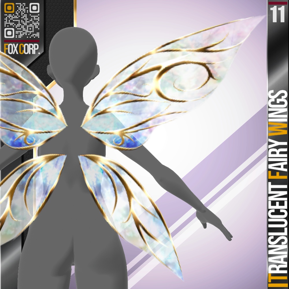 VRoid用 多色展開 透過妖精の羽根 - Translucent Fairy Wings