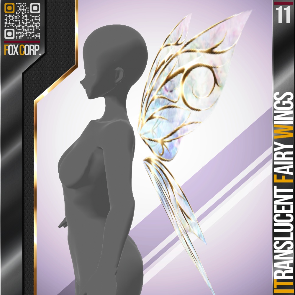 VRoid用 多色展開 透過妖精の羽根 - Translucent Fairy Wings