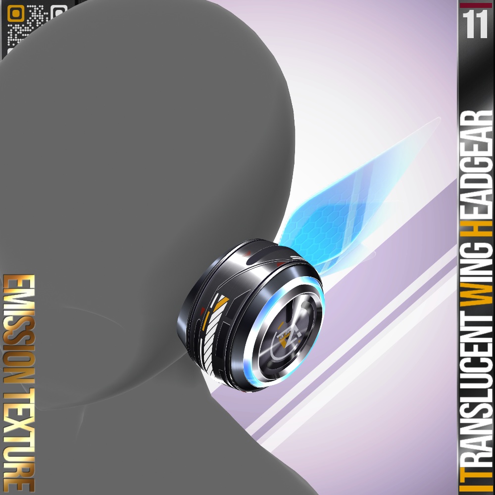 【光る!】 VRoid用 9色展開 透過ウィングヘッドギア - Translucent Wing Headgear 9Colors