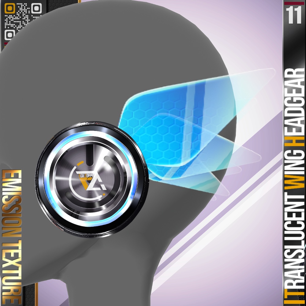【光る!】 VRoid用 9色展開 透過ウィングヘッドギア - Translucent Wing Headgear 9Colors