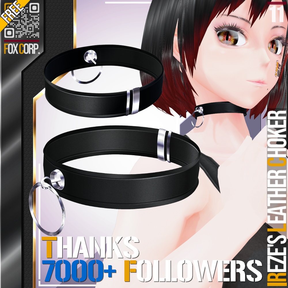 [FREE!] フォロワーさん7000人超え記念 VRoid用 レゼのレザーチョーカー - Reze's Leather Choker