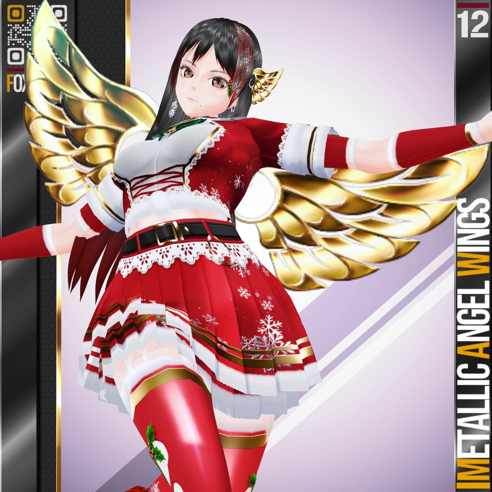 VRoid用 多色展開 金属製天使の羽根アクセサリー - Metallic Angel Wings