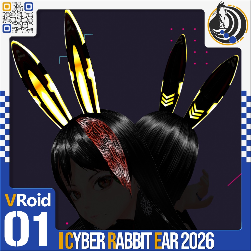 [発光可能] VRoid用 7色展開 サイバーラビットイヤー 2026 - Cyber Rabbit Ear 2026 7Colors ...