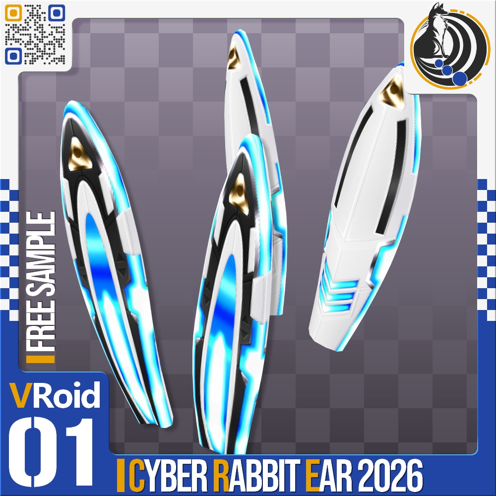 [発光可能] VRoid用 7色展開 サイバーラビットイヤー 2026 - Cyber Rabbit Ear 2026 7Colors