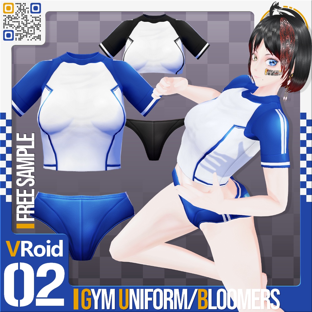 [XWear対応] VRoid用 7色展開 体操着/ブルマ 3パターン - Gym Uniform/Bloomers 7Colors 3Patterns