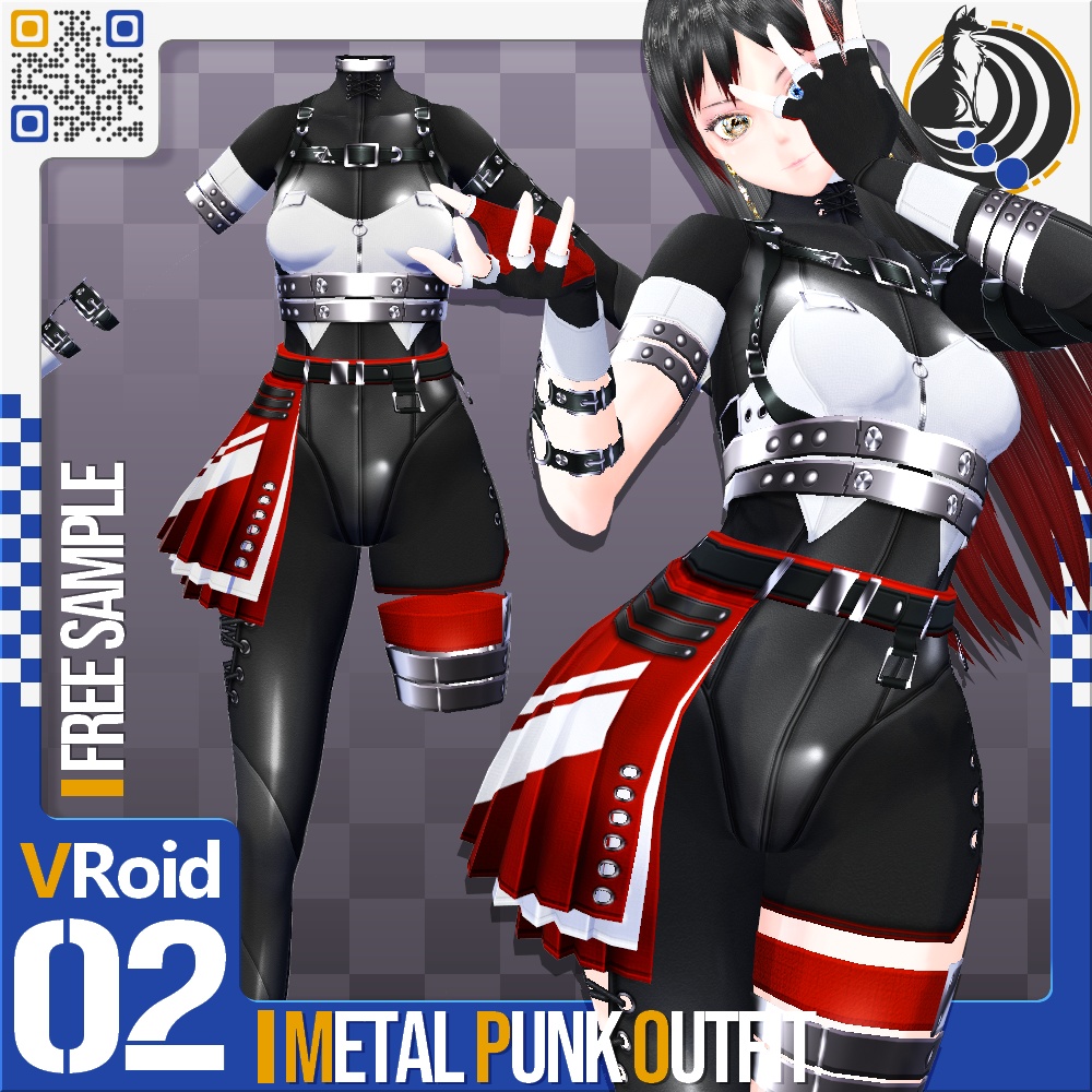 [XWear対応] VRoid用 多色展開 メタルパンクアウトフィット - Metal Punk Outfit