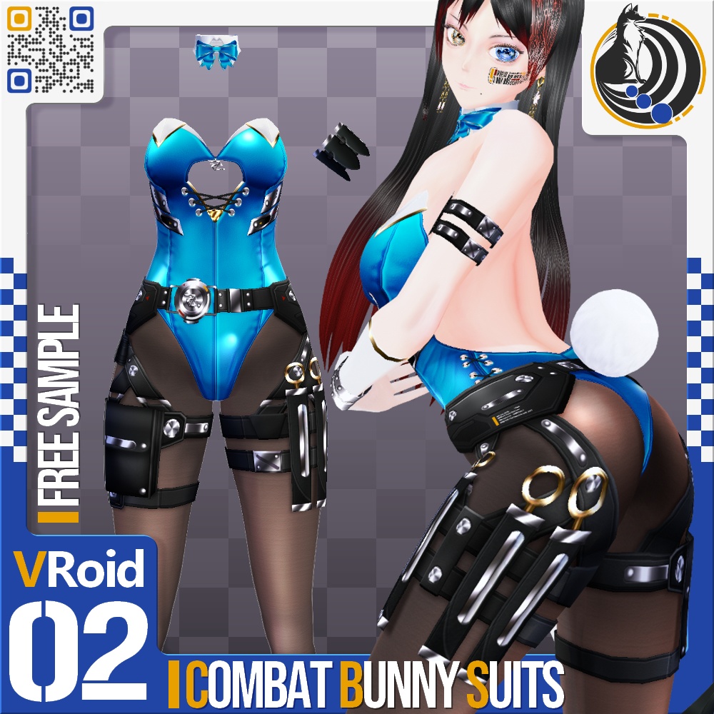 [XWear対応] VRoid用 多色展開 戦闘用バニースーツ - Combat Bunny Suits
