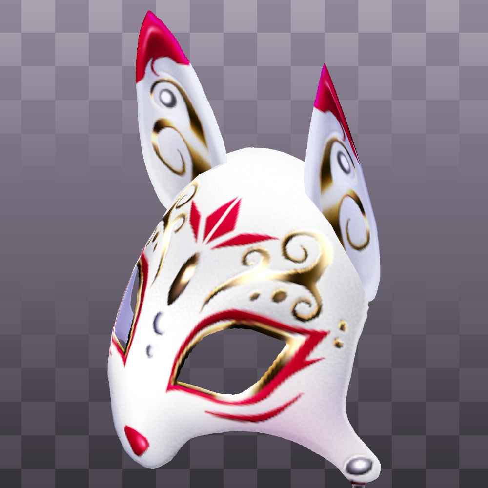 VRoid用 多色展開 狐面 (半面) 2026 - Japanese Fox (Kitsune) Mask 2026