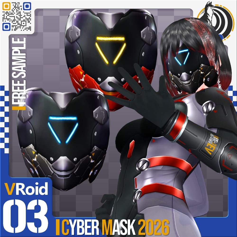 [発光可能] VRoid用 多色展開 サイバーマスク 2026 - Cyber Mask 2026