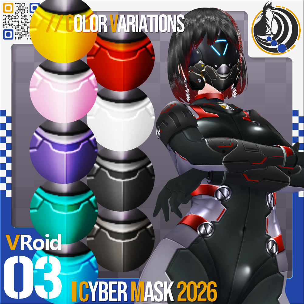 [発光可能] VRoid用 多色展開 サイバーマスク 2026 - Cyber Mask 2026 - Fox Corp. - BOOTH