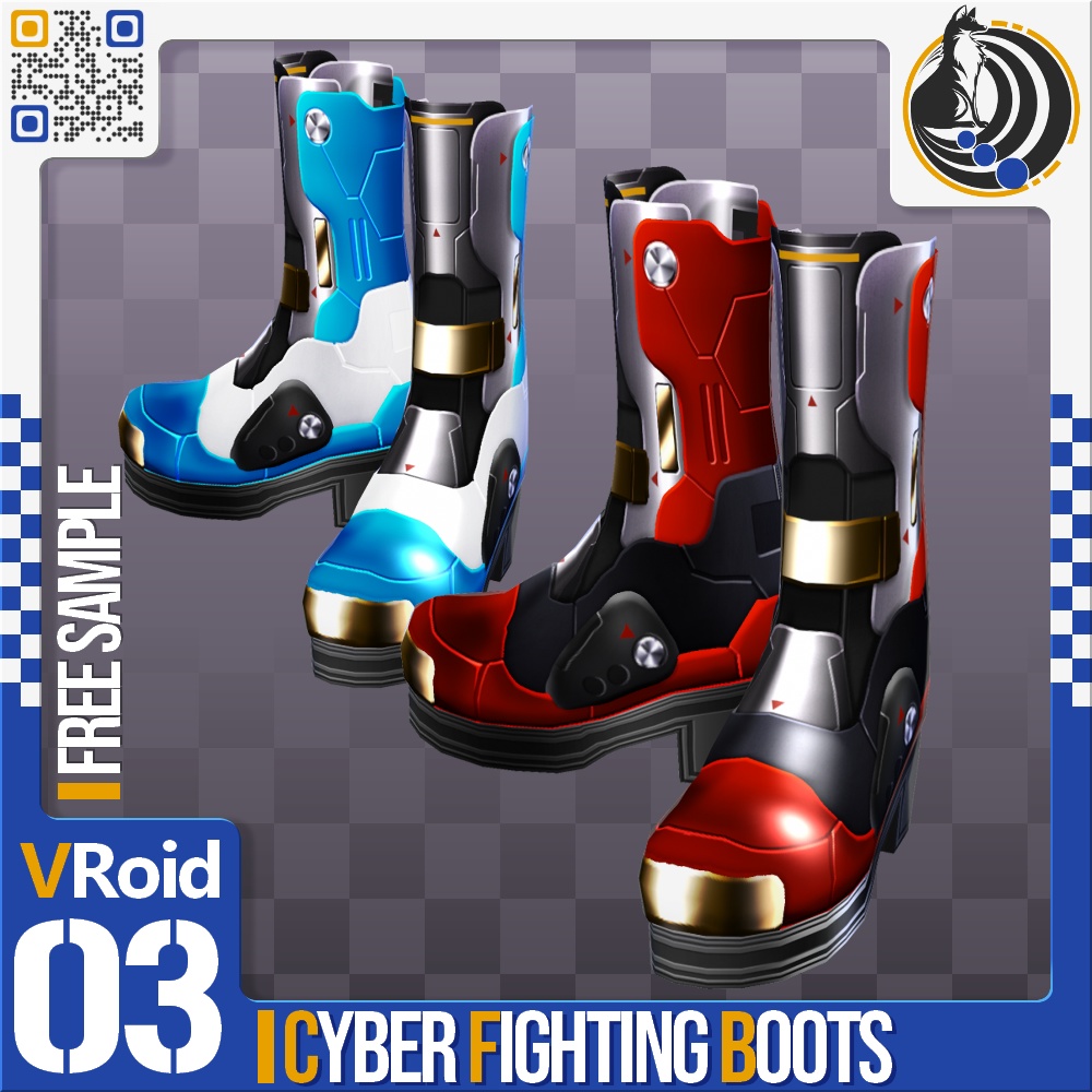 [XWear対応] VRoid用 多色展開 サイバーファイティングブーツ - Cyber Fighting Boots