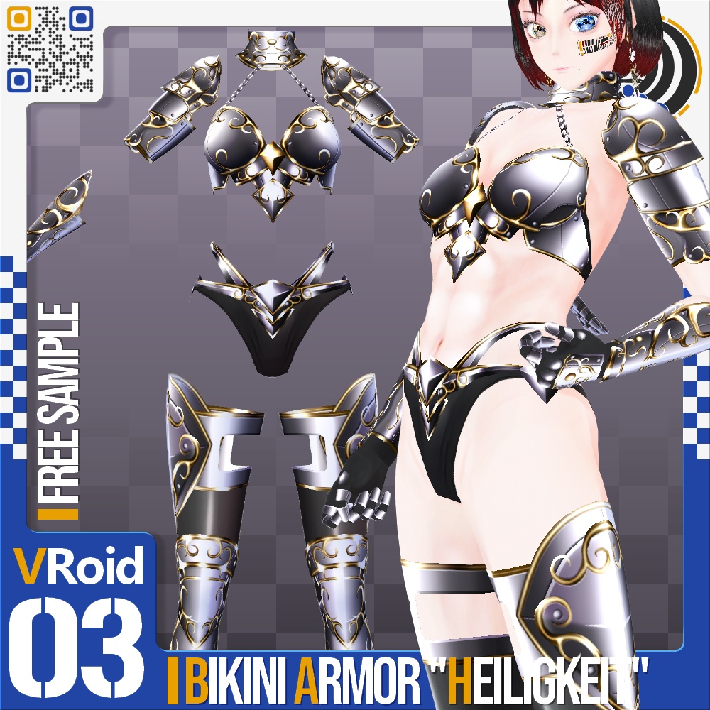 [XWear対応] VRoid用 3色展開 ビキニアーマー "ハインリヒカイト" - Bikini Armor "Heiligkeit" 3Colors